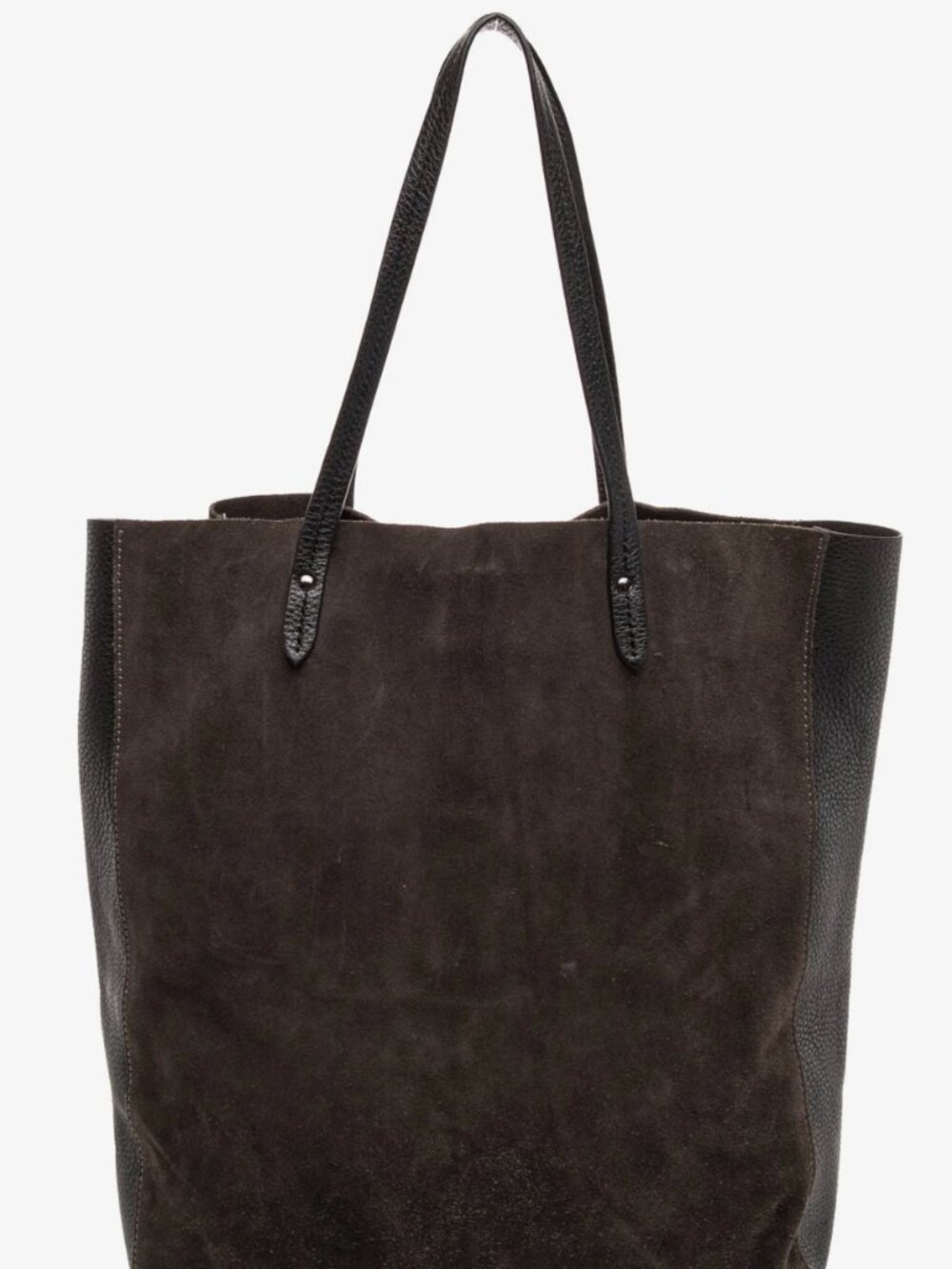 Brown Leather Suede Barneys New York Tote Bag